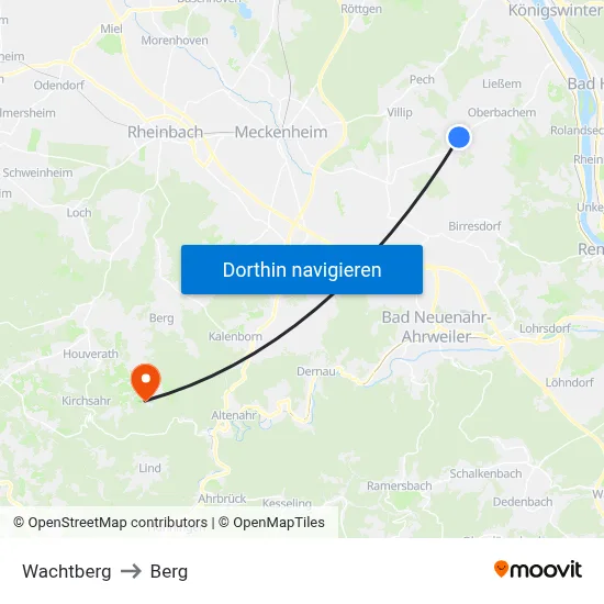 Wachtberg to Berg map