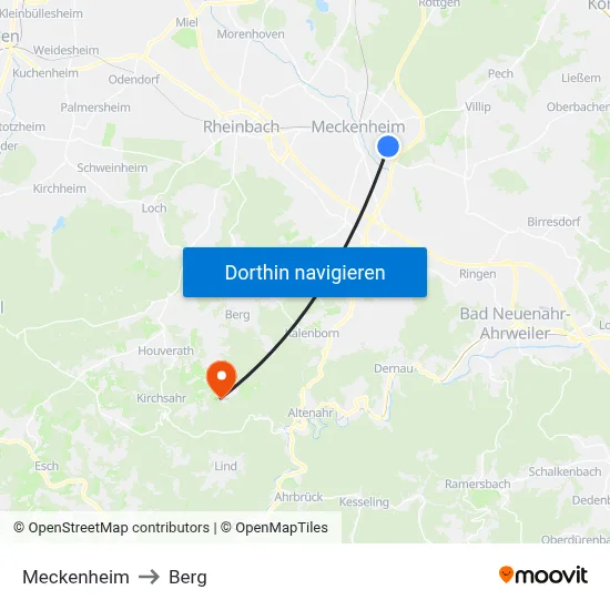 Meckenheim to Berg map