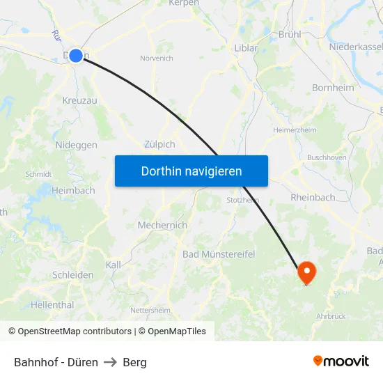 Bahnhof - Düren to Berg map