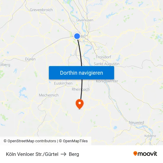 Köln Venloer Str./Gürtel to Berg map
