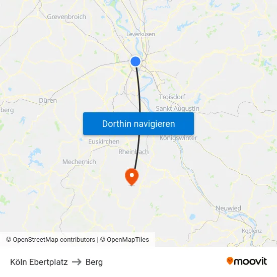 Köln Ebertplatz to Berg map