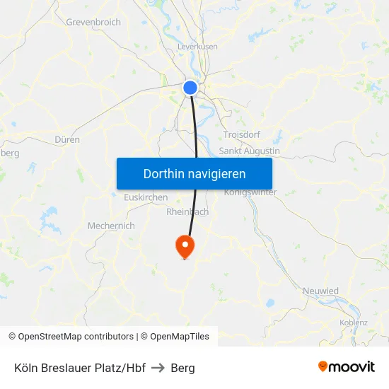 Köln Breslauer Platz/Hbf to Berg map