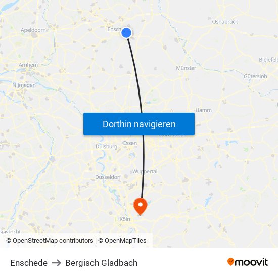 Enschede to Bergisch Gladbach map