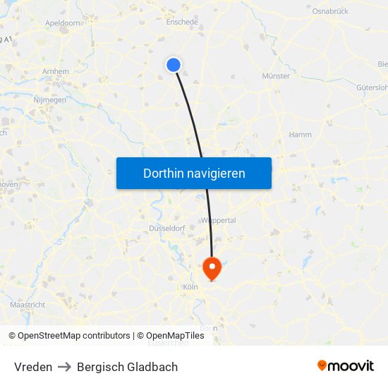 Vreden to Bergisch Gladbach map