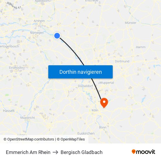 Emmerich Am Rhein to Bergisch Gladbach map