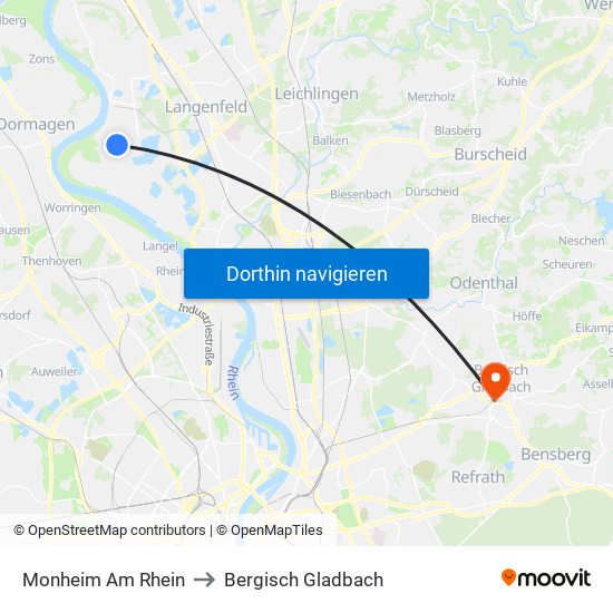 Monheim Am Rhein to Bergisch Gladbach map