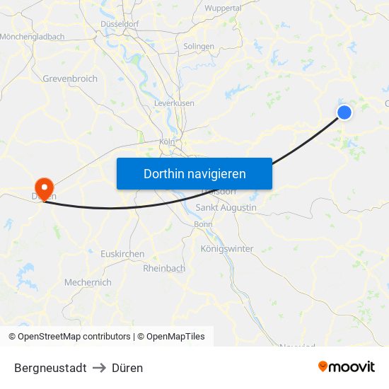 Bergneustadt to Düren map