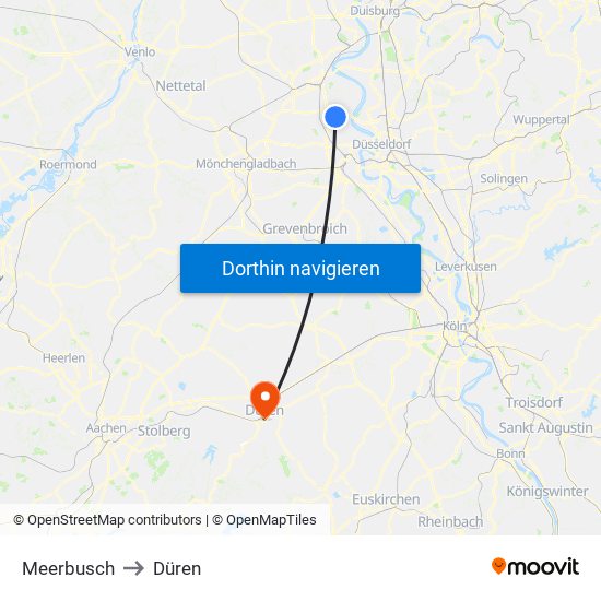 Meerbusch to Düren map