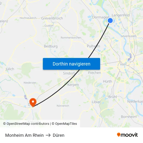 Monheim Am Rhein to Düren map