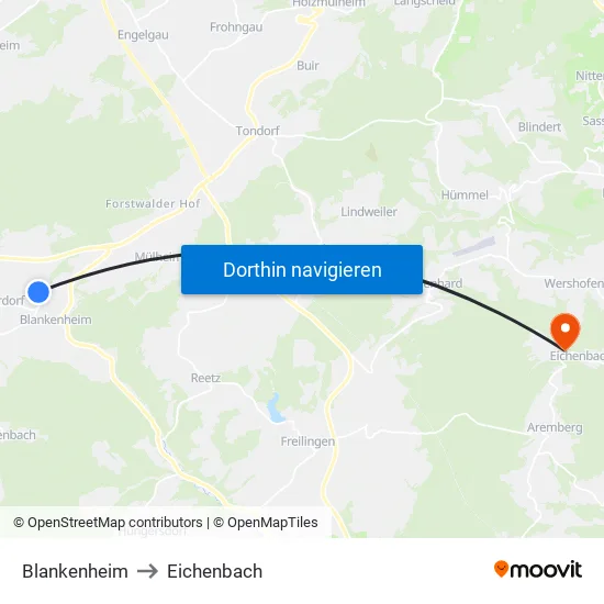 Blankenheim to Eichenbach map