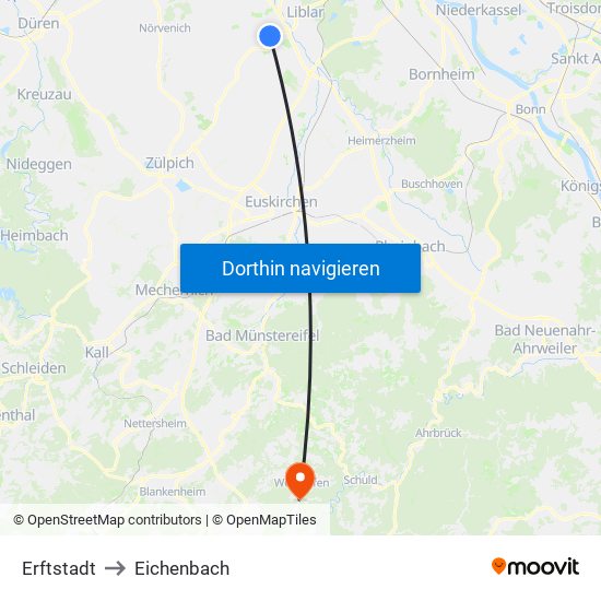 Erftstadt to Eichenbach map