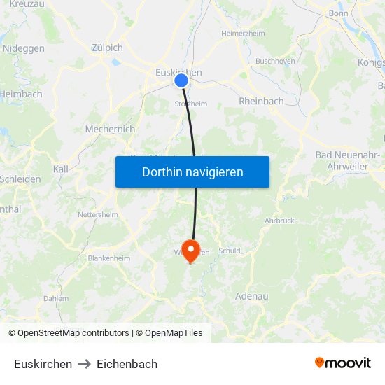 Euskirchen to Eichenbach map
