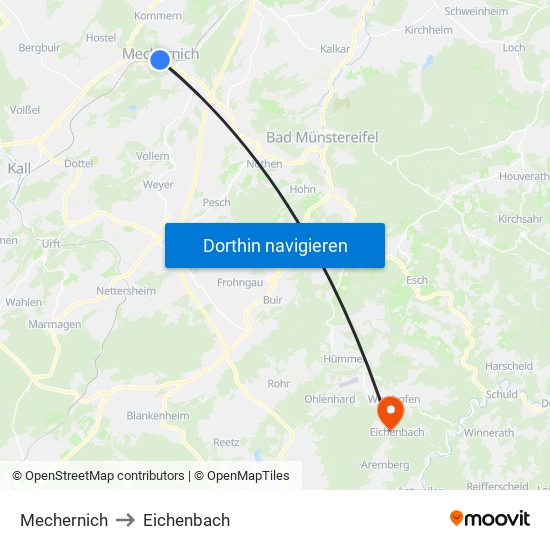 Mechernich to Eichenbach map