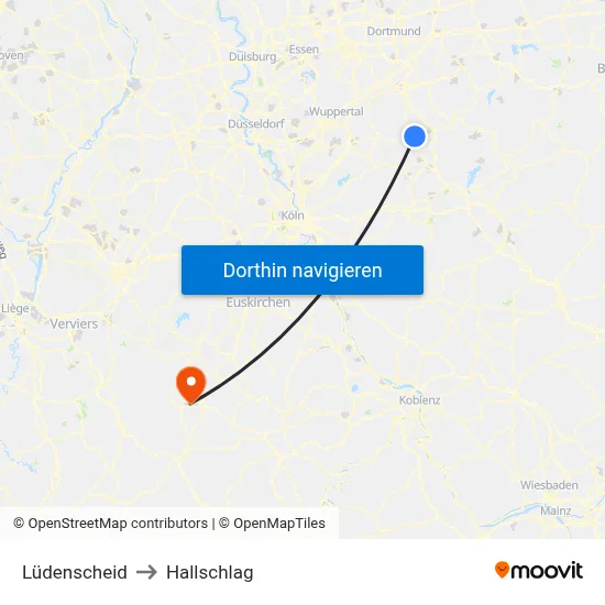 Lüdenscheid to Hallschlag map