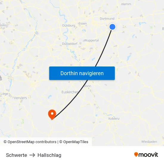 Schwerte to Hallschlag map