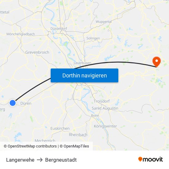 Langerwehe to Bergneustadt map