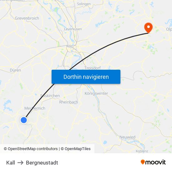 Kall to Bergneustadt map