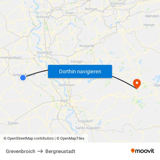 Grevenbroich to Bergneustadt map