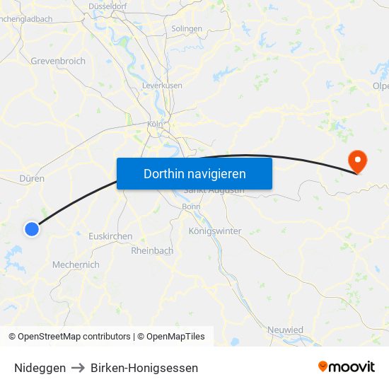 Nideggen to Birken-Honigsessen map