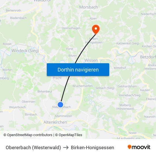 Obererbach (Westerwald) to Birken-Honigsessen map