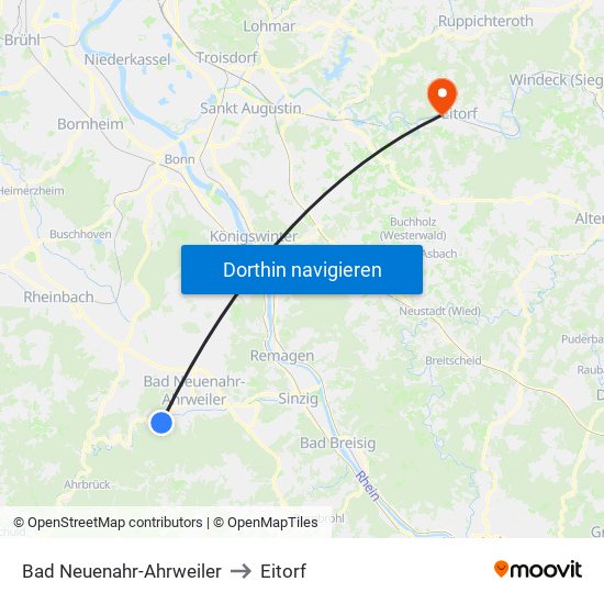 Bad Neuenahr-Ahrweiler to Eitorf map