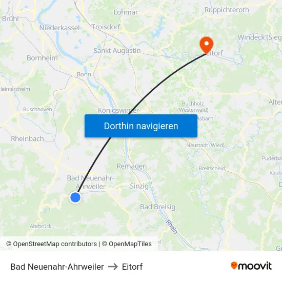 Bad Neuenahr-Ahrweiler to Eitorf map