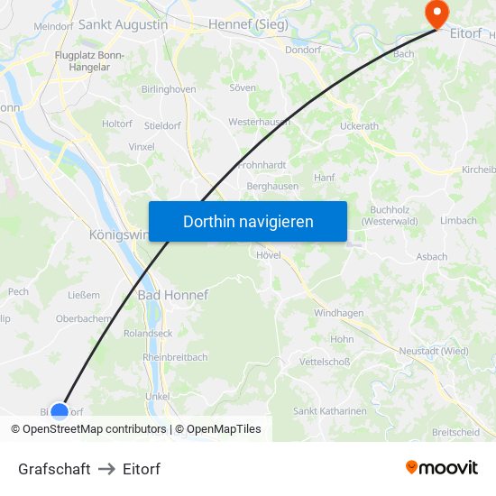 Grafschaft to Eitorf map
