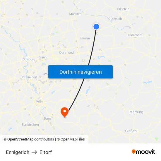 Ennigerloh to Eitorf map