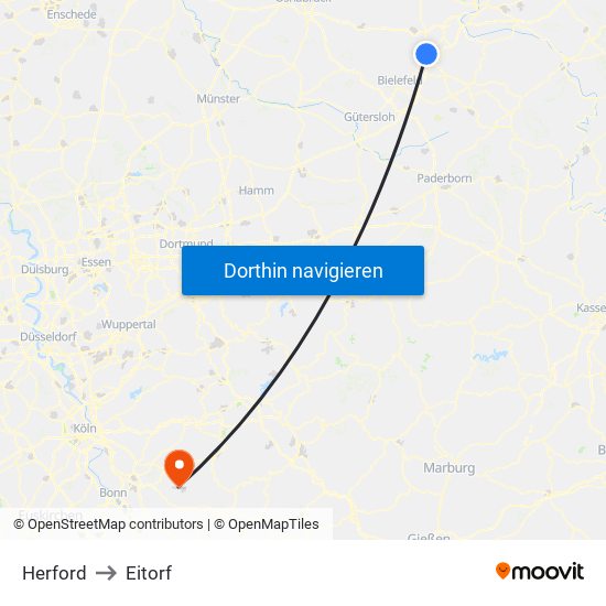 Herford to Eitorf map