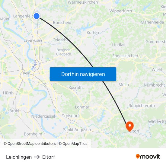 Leichlingen to Eitorf map