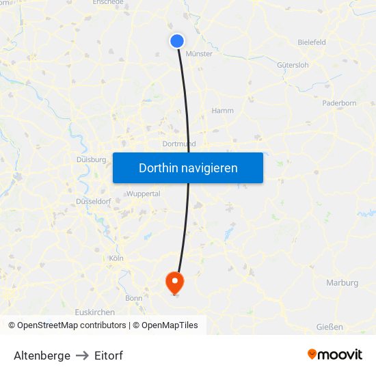 Altenberge to Eitorf map