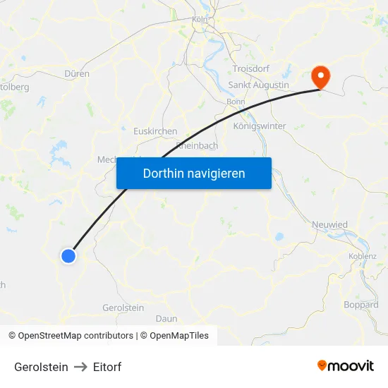 Gerolstein to Eitorf map