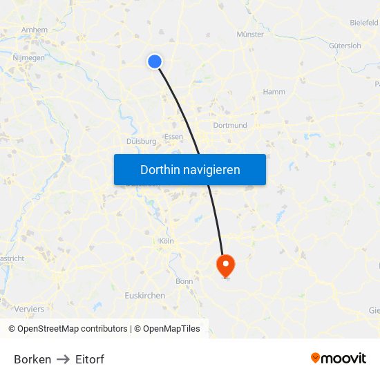 Borken to Eitorf map