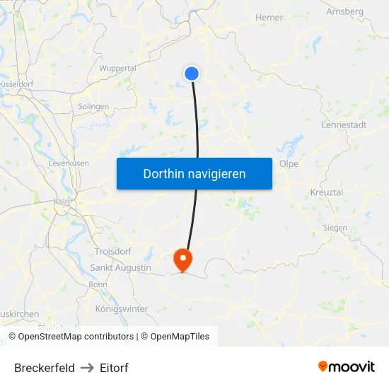 Breckerfeld to Eitorf map
