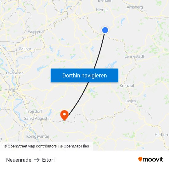 Neuenrade to Eitorf map