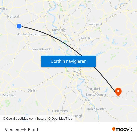Viersen to Eitorf map