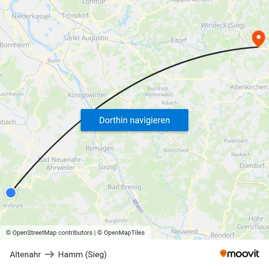 Altenahr to Hamm (Sieg) map