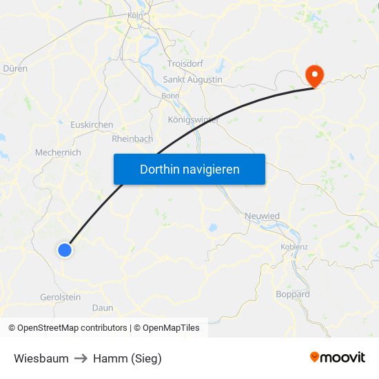 Wiesbaum to Hamm (Sieg) map
