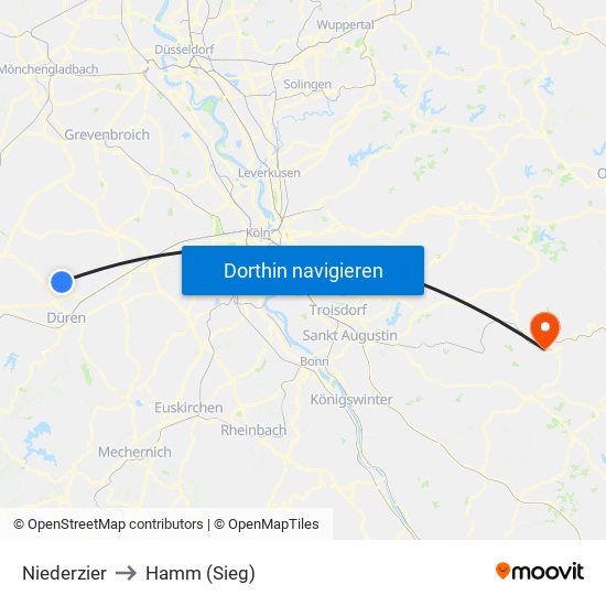 Niederzier to Hamm (Sieg) map