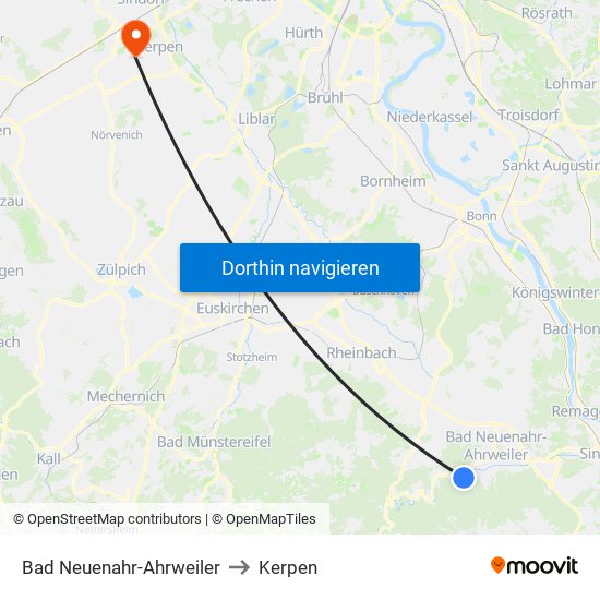 Bad Neuenahr-Ahrweiler to Kerpen map