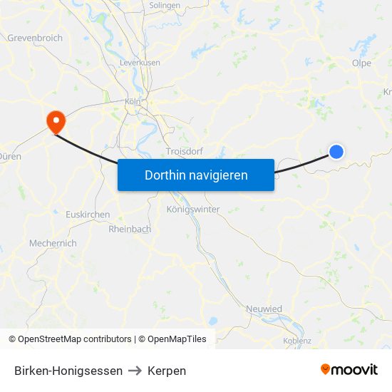 Birken-Honigsessen to Kerpen map