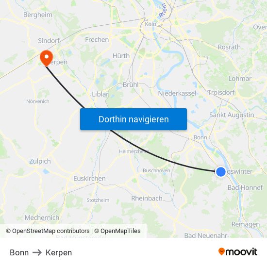 Bonn to Kerpen map