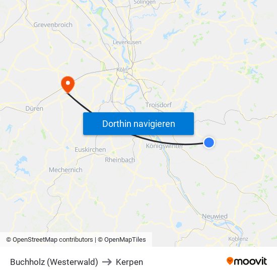 Buchholz (Westerwald) to Kerpen map
