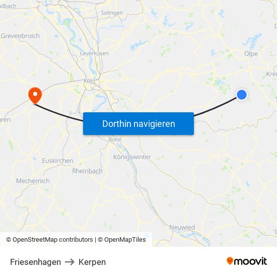 Friesenhagen to Kerpen map