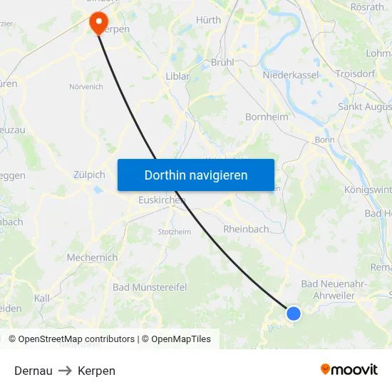 Dernau to Kerpen map