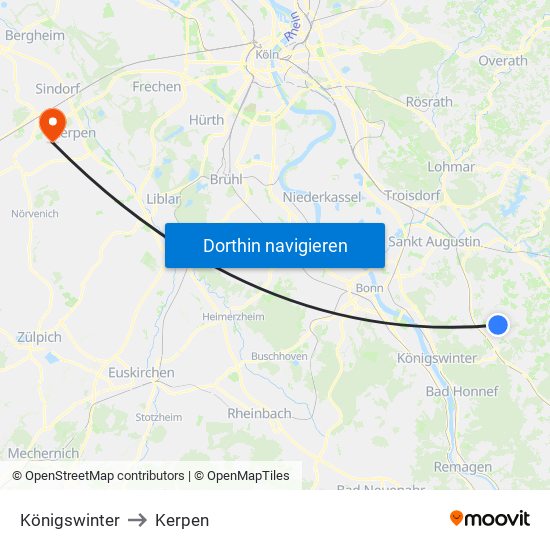 Königswinter to Kerpen map