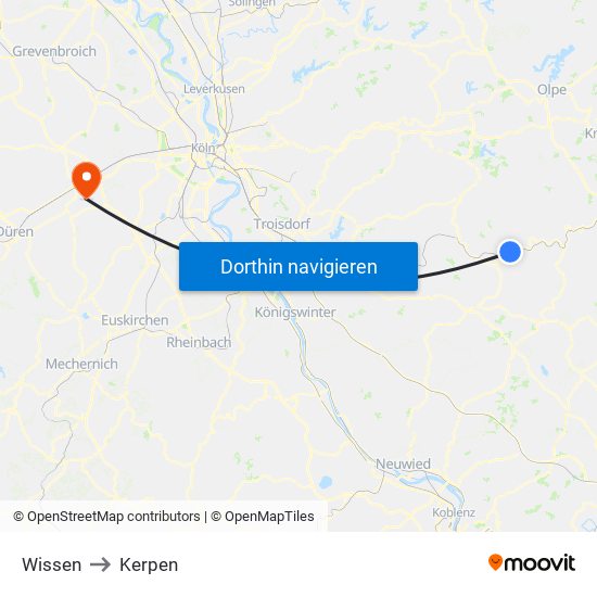 Wissen to Kerpen map