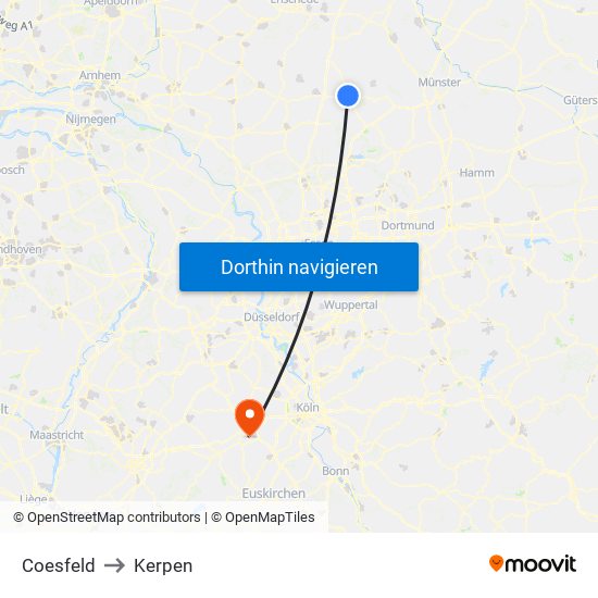 Coesfeld to Kerpen map