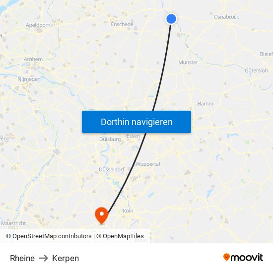 Rheine to Kerpen map