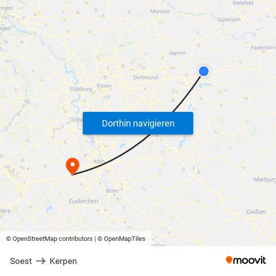 Soest to Kerpen map